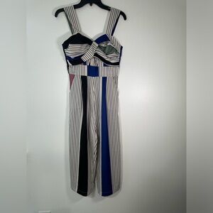 Pepita Perez Colorblock Striped Wide Leg Jumpsuit Women’s Cropped Chic Size S